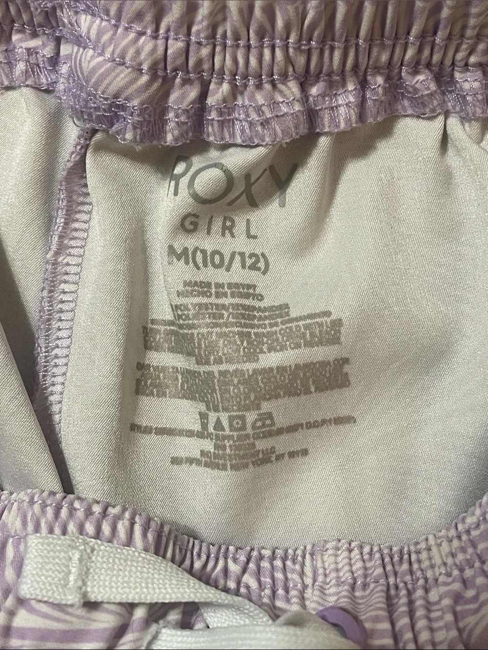 Roxy Girls' Lavender Swim Bottoms and Shorts Set 3 pieces used/good Sz.M 10/12